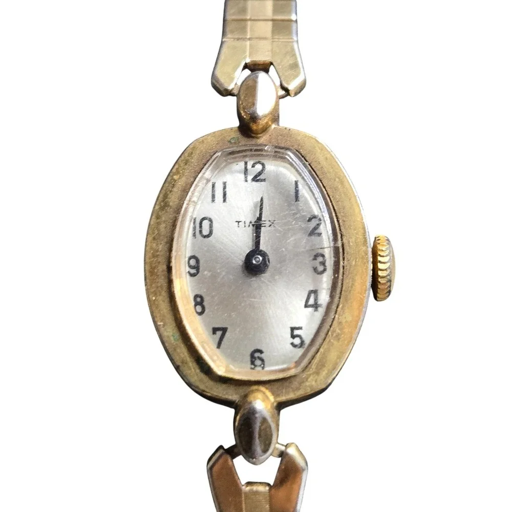 Vintage Timex Vintage Mechanical Womens Watch Gold Tone Expansion Band For Parts